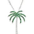 14K White Gold Tsavorite and Diamond Palm Tree Necklace