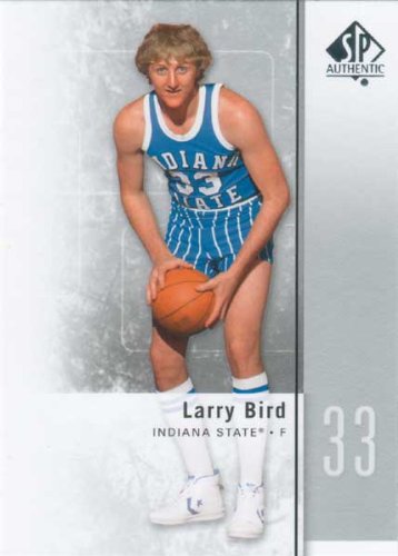 2011 / 2012 Larry Bird Upper Deck SP Authentic Mint Basketball Card #15. Former Boston Celtics Star Pictured in His Indiana State Sycamores Uniform, Card Is Shipped in Protective Screwdown Holder.