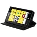 Thousand Eight(TM) For Nokia Lumia 520 Premium Leather Wallet Flip Case Pouch Cover Fold Stand case + [FREE Touch Screen Stylus] (Fold black)