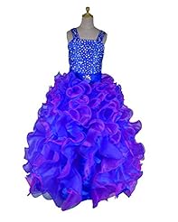 Girls Organza Crystal Tiered Crystals Lace  Beaded Pageant Dress/Party Dress  With Ruffles