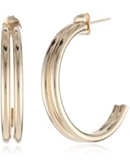 Duragold 14k Yellow Gold Polished with Gap Double J Hoop Earrings