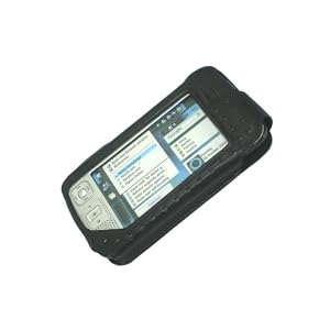 Black Prima Premium Leather Cell Phone Style Case for Nokia N800
