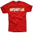 FDNY T-SHIRT, Officially Licensed Crewneck New York Fire Department 'Keep Back 200 FT' Athletic Tee, Red