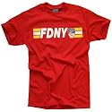 FDNY T-SHIRT, Officially Licensed Crewneck New York Fire Department 'Keep Back 200 FT' Athletic Tee, Red