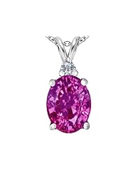 Original Star K (tm) Large 14x10mm Oval Created Pink Sapphire Pendant in 925 Sterling Silver