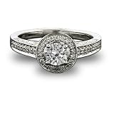 1.42 ct F Vs-2 round cut diamond engagement ring, micro pave style, 18kt white gold