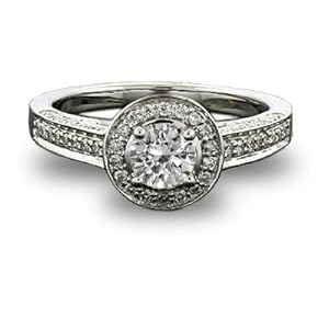 1.42 ct F Vs-2 round cut diamond engagement ring micro pave style 18kt white gold