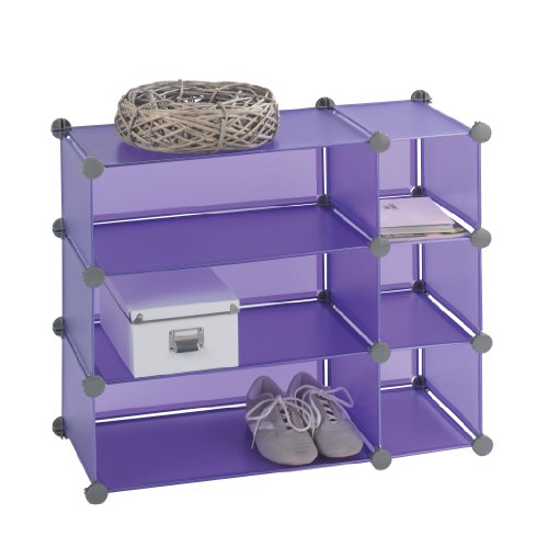 WENKO 2560230100 Steckregalsystem Honey Cube - 3 Etagen, Kunststoff, 75.5 x 61.5 x 32 cm, lila
