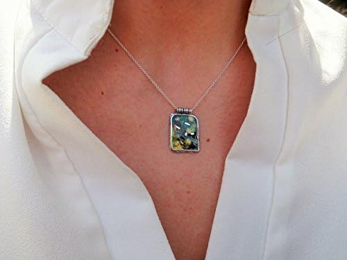 Women's Jewelry, .925 Sterling Silver Necklace. Enamel Pendant "Night Sky" - MMS Artisan Designs