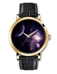 SPRAWL Aanalog Fashion Series Gold Ladies Watches of Genuine Black Leather Strap,Unique Wrist Watch for Women Girls Designed with planets