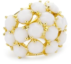 Trina Turk Jewel Encrusted Opaque White Ring