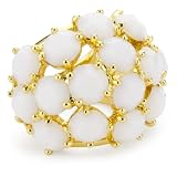 Trina Turk Jewel Encrusted Opaque White Ring