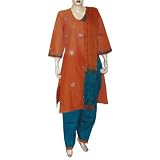 Indian Fashion Cotton Embroidered Salwar Kameez Size L (slk350a)
