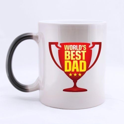 Ceramic Morphing Mug With Cool Trophy Design WORLD'S BEST DAD Heat Color Changing Mug Magic Coffee/Tea Mug (11 Oz) Unique Gift For Father