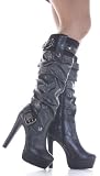 Womens High Heel Brown Ladies Knee High Platform Boots with shoeFashionista Boutique Bag