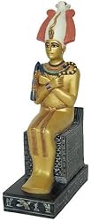 Seated Osiris Egyptian Statue, Gold and Color Details