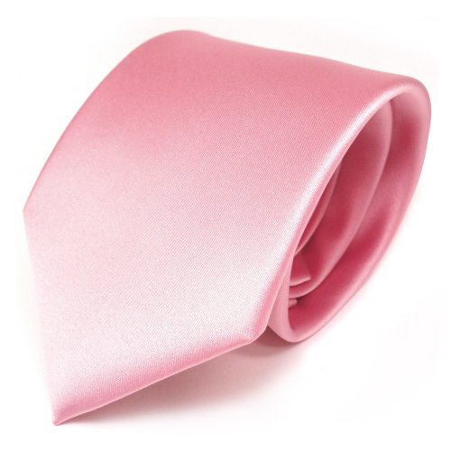 Designer Satin Krawatte rosa hellrosa uni Polyester 