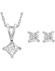Princess Cut Diamond Stud with accessories Prime Quality in 14K White (0.75ctw H-I Color SI2 Clarity)- Free Shipping