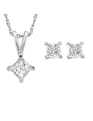 Princess Cut Diamond Stud with accessories Prime Quality in 10K White (0.30ctw H-I Color SI2 Clarity)- Free Shipping