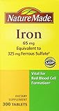 Nature Made Iron 65mg, Equivalent to 325 mg Ferrous Sulfate - 300 Tablets