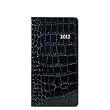 2012 Pocket Agenda Datebook, Genuine Crocodile Embossed Leather, 6" , Black