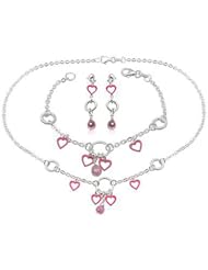 Beta Jewelry 925 Sterling Silver Pink Preciosa Crystal Earring Bracelet Necklace Children Jewelry