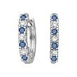 14K White Gold 1/4 ct. Alternating Blue and White Diamond Huggie Earrings