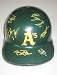Moneyball Autographed Full Size Oakland Athletics Batting Helmet with 16 Signatures Total Including Brad Pitt & Billy Beane, PSA/DNA Authenticated, Proof Photos