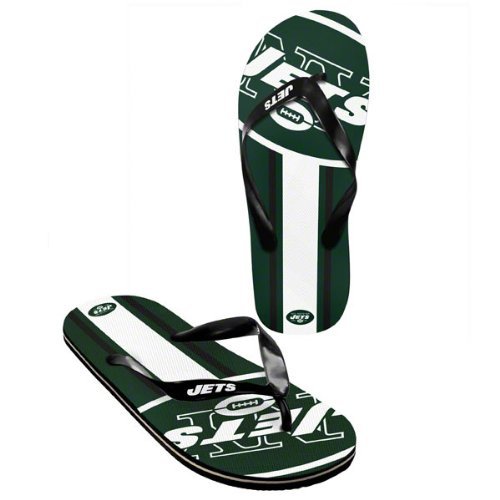 New York Jets official NFL Unisex Flip Flop Beach Shoes Sandals slippers size medium at Amazon.com