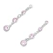 Sterling Silver Earrings with Pink CZ - 32MM