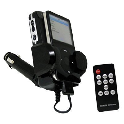 6 in 1 Car Kit for Ipod (Black) Car Charger + Fm Transmitter / Holder Full Range Frequency + USB port for MP3 and Cell Phone Charging with Remote Control