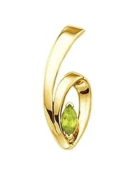 18K Yellow Gold Marquise Cut Peridot Pendant -- LIFETIME WARRANTY