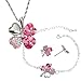 Four Leaf Clover Swarovski Elements Crystal Rhodium Plated Necklace, Earrings & Bracelet Set