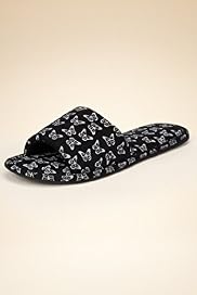 Open Toe Butterfly Print Mule Slippers