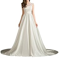 Sheer Satin  Dress with a Court Train  With a Sash 
