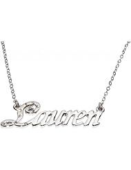 Name Necklaces Lauren - Personalized Necklace White Gold Plated 18K, Belcher Chain, 2mm Thick