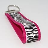 White Zebra Print 6" - Fucshia - Fabric Keychain Key Fob Ring Wristlet