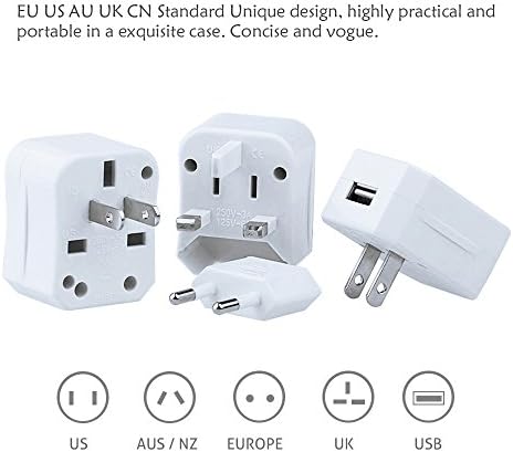 Universal Travel Wall Charger with USB charging for iPhone 7, iPhone 6s, Samsung, Android, All in One AC Power Plug Adapter (White)