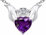 2.05 cttw Heart Claddagh Pendant With Genuine Amethyst