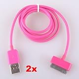 Neewer 2x Pink USB Data Sync Charger cable for iPod iPhone