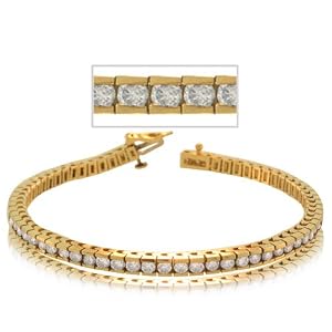 14K Yellow Gold 4.5 Ct Channel Diamond Tennis Bracelet by