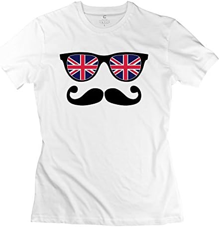 100% Cotton Funny Quotes London Moustache Glasses Nerd T Shirt For Women's - Round Neck