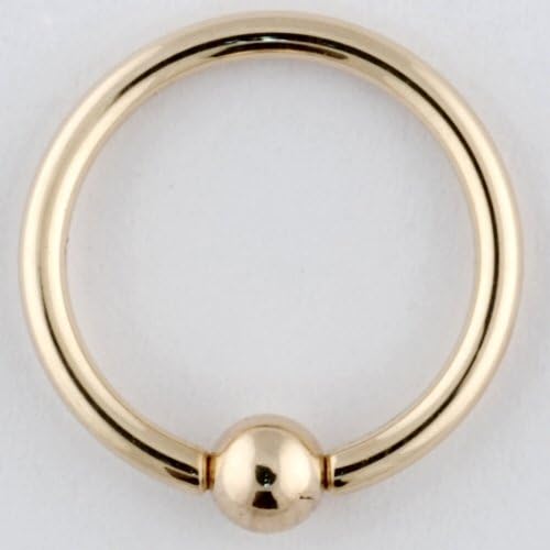 One 14K Gold Captive Bead Ring: 18g 7/16", 14K Gold Bead: 3mm (SOLD INDIVIDUALLY. ORDER TWO FOR A PAIR.)