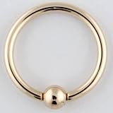 One 14K Gold Captive Bead Ring: 18g 1/4, 14K Gold Bead: 3mm (SOLD INDIVIDUALLY. ORDER TWO FOR A PAIR.)