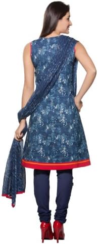 Trishaa Womens Indian Ethnic Kurta Tunic with Churidar & Dupatta Set Navy X-Large