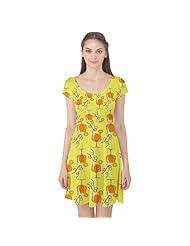 Cap Sleeves Cocktail Polyester/Spandex Tropical Print Stretchy  Dress