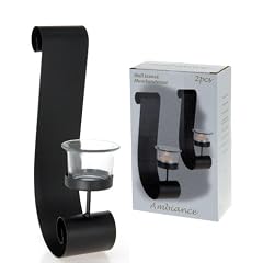 WANDKERZENHALTER WANDLEUCHTER 2ER SET SCHWARZ NEU