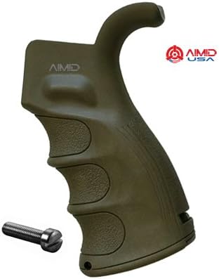 AIMID Tactical AR 15 Pistol Grip Upgrade Polymer Textured Finger Grooves Trap Door Storage Thin Profile (Green)