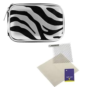 GTMax Universal Silver Zebra Digital Camera Zipper Pouch Case + Clear LCD Screen Protector for Sony WX150, TX20, TX66, W690, WX70, W650, W620, W610, TX200V, WX50, TX55, WX10, T110, TX100V, TX10, HX7V, W510, W570, H70, WX9, W530, WX5, TX9, T99, DSC-H55, DSC-TX5, DSC-HX5V, DSC-W350, W330, TX5, W310, T