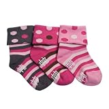 Tic Tac Toe Dot Stripe Turn Cuff 3 Pair Sock